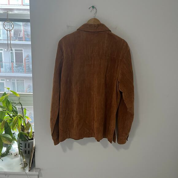Coldwater Creek Vintage Caramel Brown Leather Button Up Jacket Size XL - Picture 6 of 6